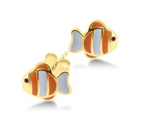 Gold Plated Kid Stud Earring Cute Fish STE-225-GP